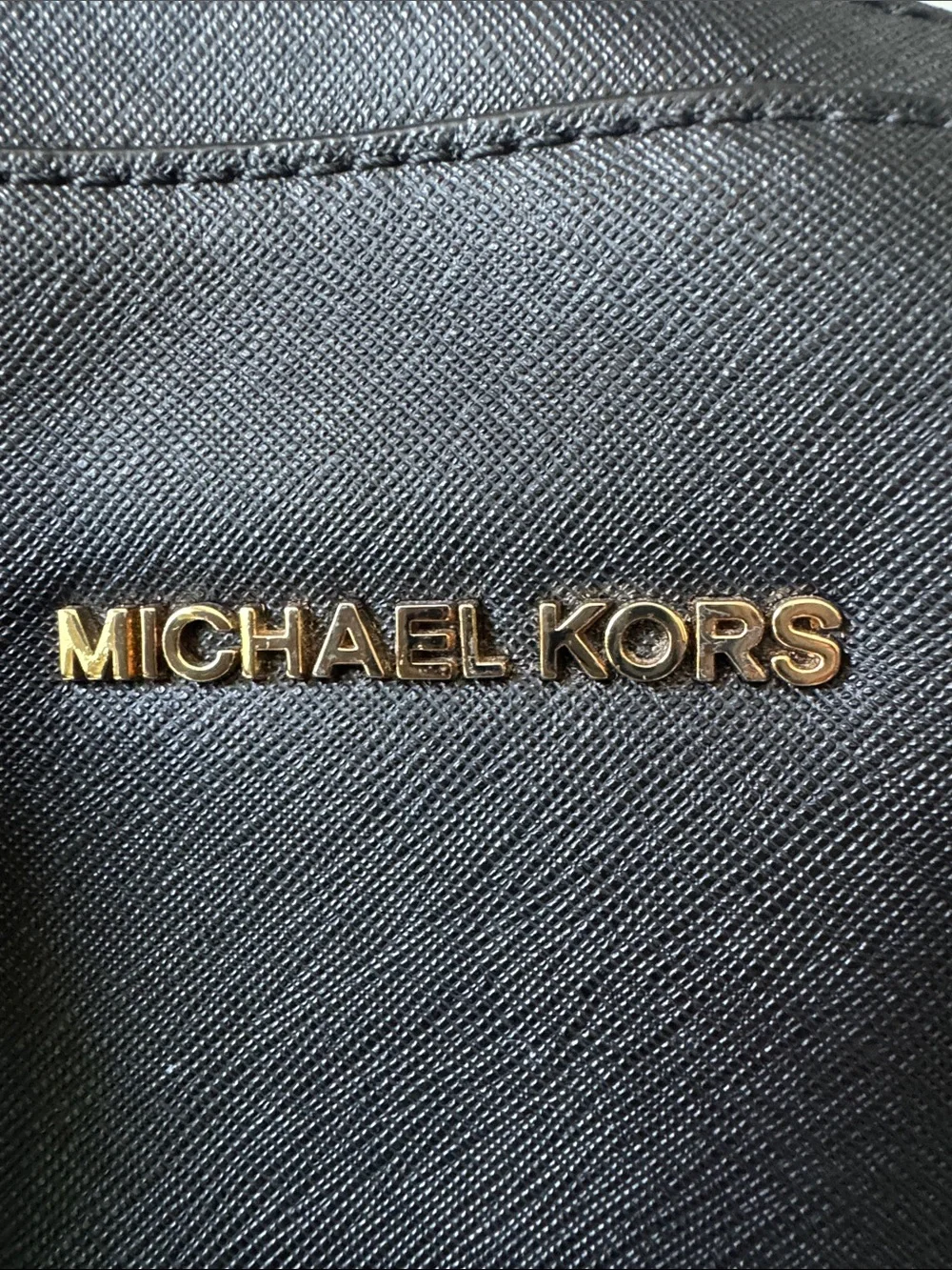 Michael Kors Black Leather Dome Satchel with Gold Hardware